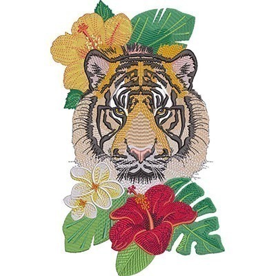 Matriz de matriz Matriz De Bordado Tigre Com Flores 1