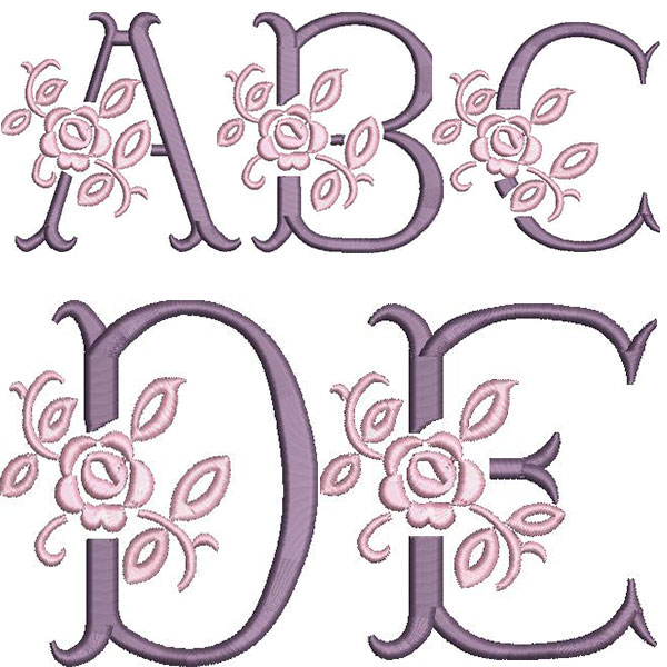 Matriz de matriz Matriz De Bordado Alfabeto Decorado Com Rosa