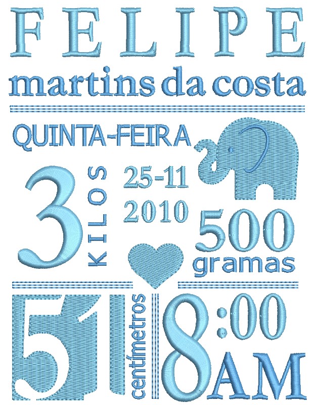 Matriz de matriz Matriz De Bordado Nascimento Personalizável Elefantinho 1
