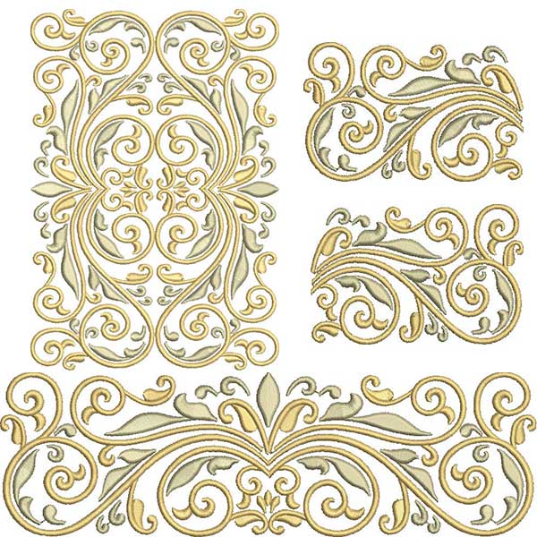 Matriz de matriz Matriz De Bordado Conjunto Para Barrado De Folhagens 1