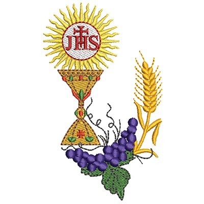 Matriz de matriz Matriz De Bordado Hóstia Consagrada Com Trigos E Uvas 2