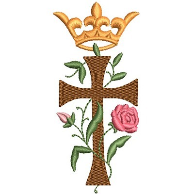 Matriz de matriz Matriz De Bordado Cruz Com Rosa E Coroa