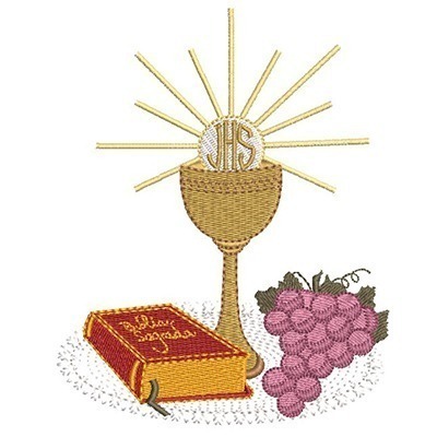 Matriz de matriz Matriz De Bordado Cálice Com Bíblia E Uvas