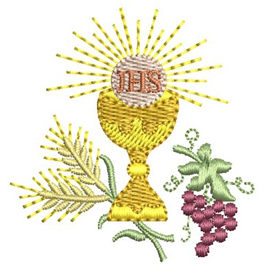 Matriz de matriz Matriz De Bordado Hóstia Consagrada Com Trigos E Uvas 5 Cm