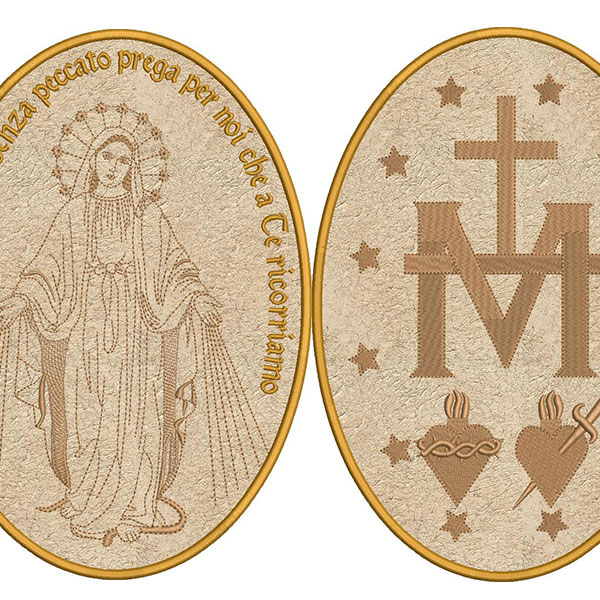 Matriz de matriz Matriz De Bordado Conjunto Frente Verso Medalha Milagrosa Italiano