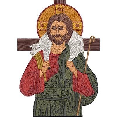 Matriz de matriz Matriz De Bordado Jesus Bom Pastor Bizantino 18 Cm