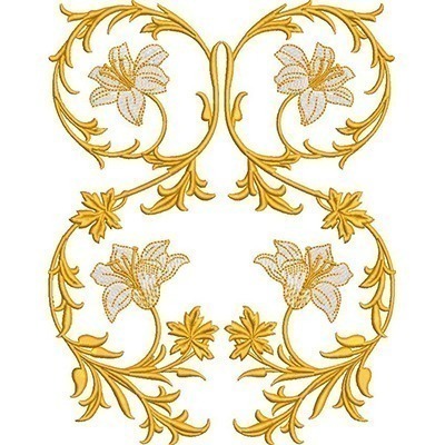 Matriz de matriz Matriz De Bordado Arabesco Dourado Com Lírios 22 Cm