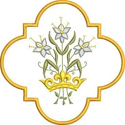 Matriz de matriz Matriz De Bordado Moldura Lírios Com Coroa 15 Cm