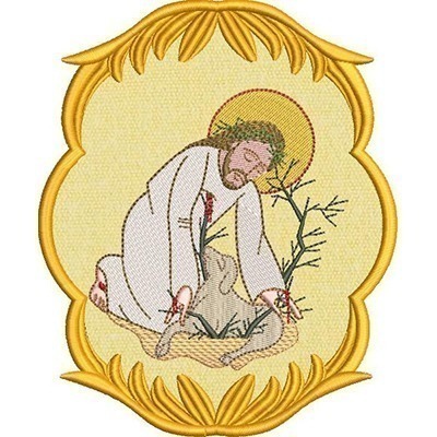 Matriz de matriz Matriz De Bordado Jesus Bom Samaritano Na Moldura Aplicada