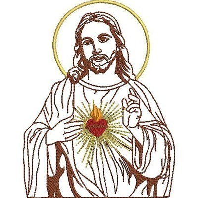 Matriz de matriz Matriz De Bordado Sagrado Coração De Jesus Contornado 1