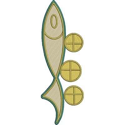 Matriz de matriz Matriz De Bordado Peixe E Pães Litúrgico 1