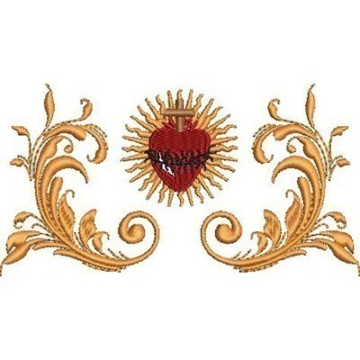Matriz de matriz Matriz De Bordado Volutas Para Repetição Sagrado Coração 1