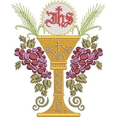 Matriz de matriz Matriz De Bordado Cálice Com Hóstia Consagrada E Uvas