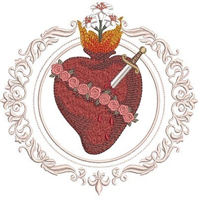 Matriz de matriz Matriz De Bordado Imaculado Coração De Maria Na Moldura 3
