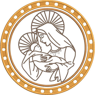 Matriz de matriz Matriz De Bordado Medalha Maria E Jesus 20 Cm
