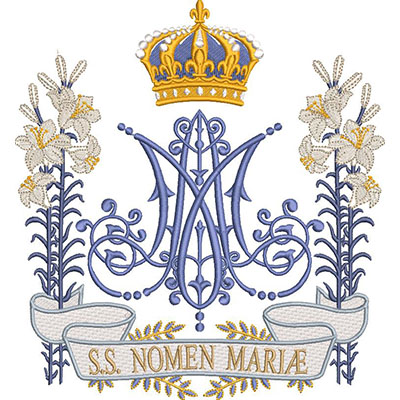Matriz de matriz Matriz De Bordado Ss Nomen Mariae Com Lírios 20 Cm