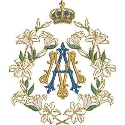 Matriz de matriz Matriz De Bordado Medalha Mariana Com Lírios E Coroa