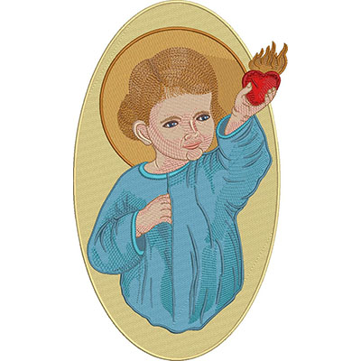 Matriz de matriz Matriz De Bordado Medalha Bebê Sagrado Coração De Jesus 35 Cm
