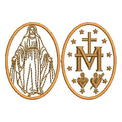 Matriz de matriz Matriz De Bordado Medalhas Milagrosa Contornadas Pequenas