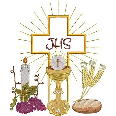 Matriz de matriz Matriz De Bordado Cálice Com Hóstia Consagrada Pão E Trigo E Vela
