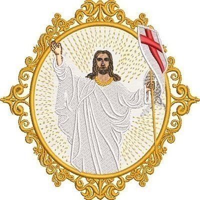 Matriz de matriz Matriz De Bordado Medalha Jesus Ressuscitado 14 Cm