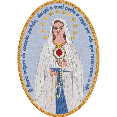 Matriz de matriz Matriz De Bordado Medalha Nossa Senhora Do Coração Partido 3
