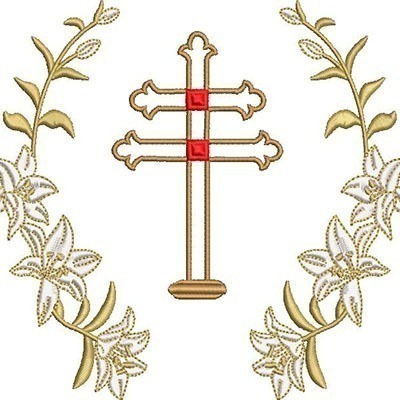 Matriz de matriz Matriz De Bordado Moldura Lirios Com Cruz Maronita