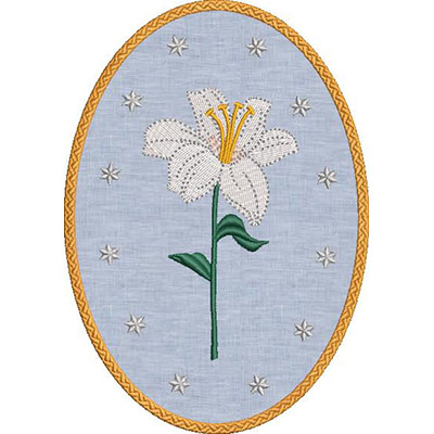 Matriz de matriz Matriz De Bordado Medalha Aplicada Com Lírio