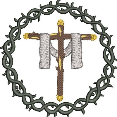 Matriz de matriz Matriz De Bordado Coroa De Espinho Cruz Com Manto 9 Cm