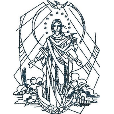 Matriz de matriz Matriz De Bordado Nossa Senhora Imaculado Coração Contornada 1