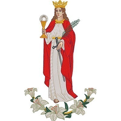 Matriz de matriz Matriz De Bordado Santa Bárbara Com Lírios 30 Cm