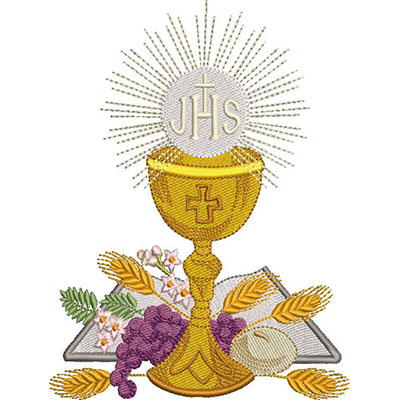 Matriz de matriz Matriz De Bordado Sagrada Eucaristia Cálice Com Hóstia