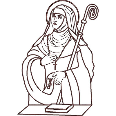 Matriz de matriz Matriz De Bordado Santa Escolástica Contornada