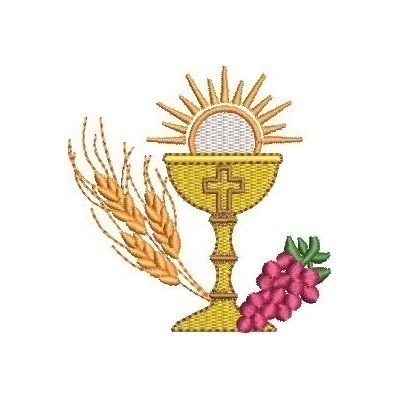 Matriz de matriz Matriz De Bordado Cálice Com Trigos E Uvas 7 Cm