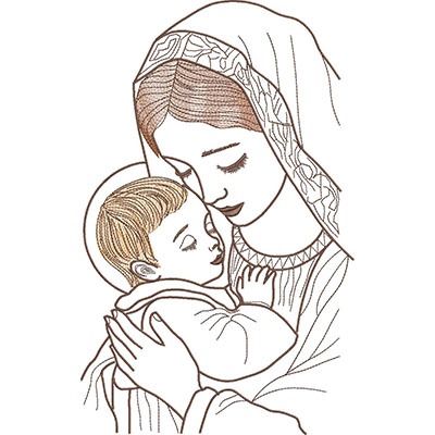 Matriz de matriz Matriz De Bordado Nossa Senhora Com Menino Jesus Contornado