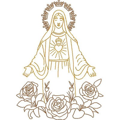 Matriz de matriz Matriz De Bordado Imaculado Coração De N. Senhora Contornado