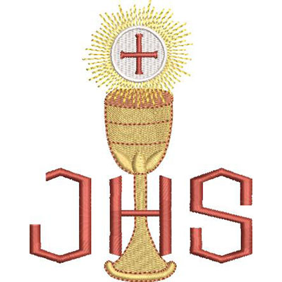 Matriz de matriz Matriz De Bordado Cálice Com Hóstia Consagrada E Jhs 11 Cm