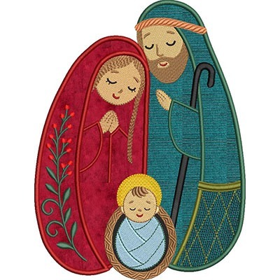 Matriz de matriz Matriz De Bordado Sagrada Família Cute Com Aplique De Tecido