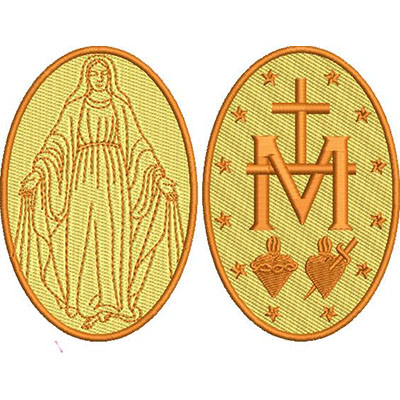 Matriz de matriz Matriz De Bordado Par Medalhas Nossa Senhora Das Graças 15 Cm