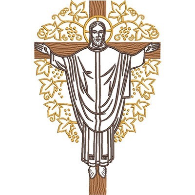 Matriz de matriz Matriz De Bordado Jesus Crucificado Com Trigos E Uvas