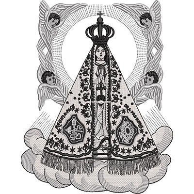 Matriz de matriz Matriz De Bordado Nossa Senhora Aparecida Com Anjos Monocromática 1