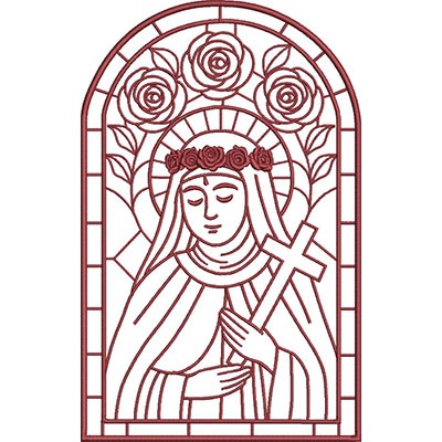 Matriz de matriz Matriz De Bordado Vitral Santa Rita De Cássia Contornado 26 Cm