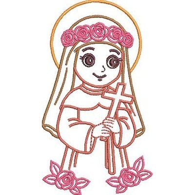 Matriz De Bordado Santa Terezinha Cute Contornada