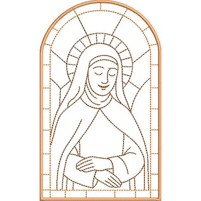 Matriz de matriz Matriz De Bordado Santa Terezinha Contornada No Vitral De 16,5 Cm
