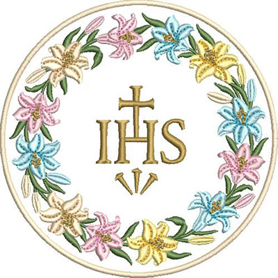 Matriz de matriz Matriz De Bordado Guirlanda De Lírios Ihs Com Contorno