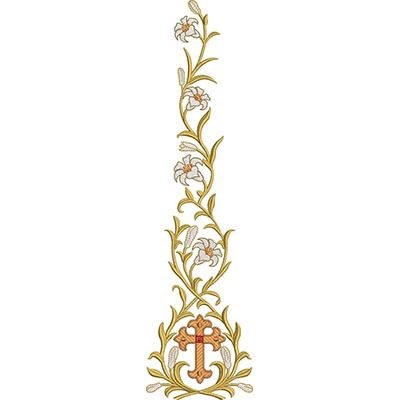 Matriz de matriz Matriz De Bordado Arabescos Com Lírios E Cruz 35 Cm