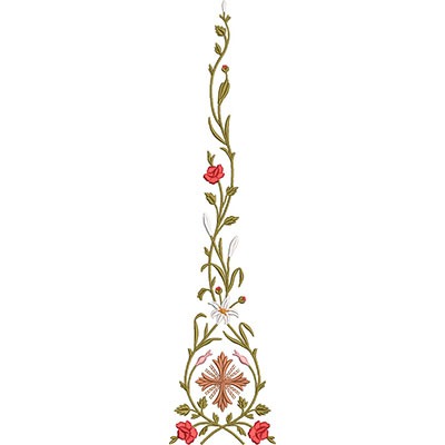 Matriz de matriz Matriz De Bordado Arabescos Com Lírios Rosas E Cruz 35 Cm