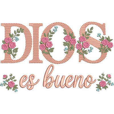 Matriz de matriz Matriz De Bordado Dios Es Bueno Com Flores