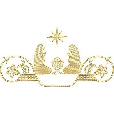 Matriz de matriz Matriz De Bordado Cena De Natal Com Presépio Rippled