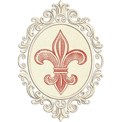 Matriz de matriz Matriz De Bordado Moldura Barroca Com Flor De Lis 19 Cm